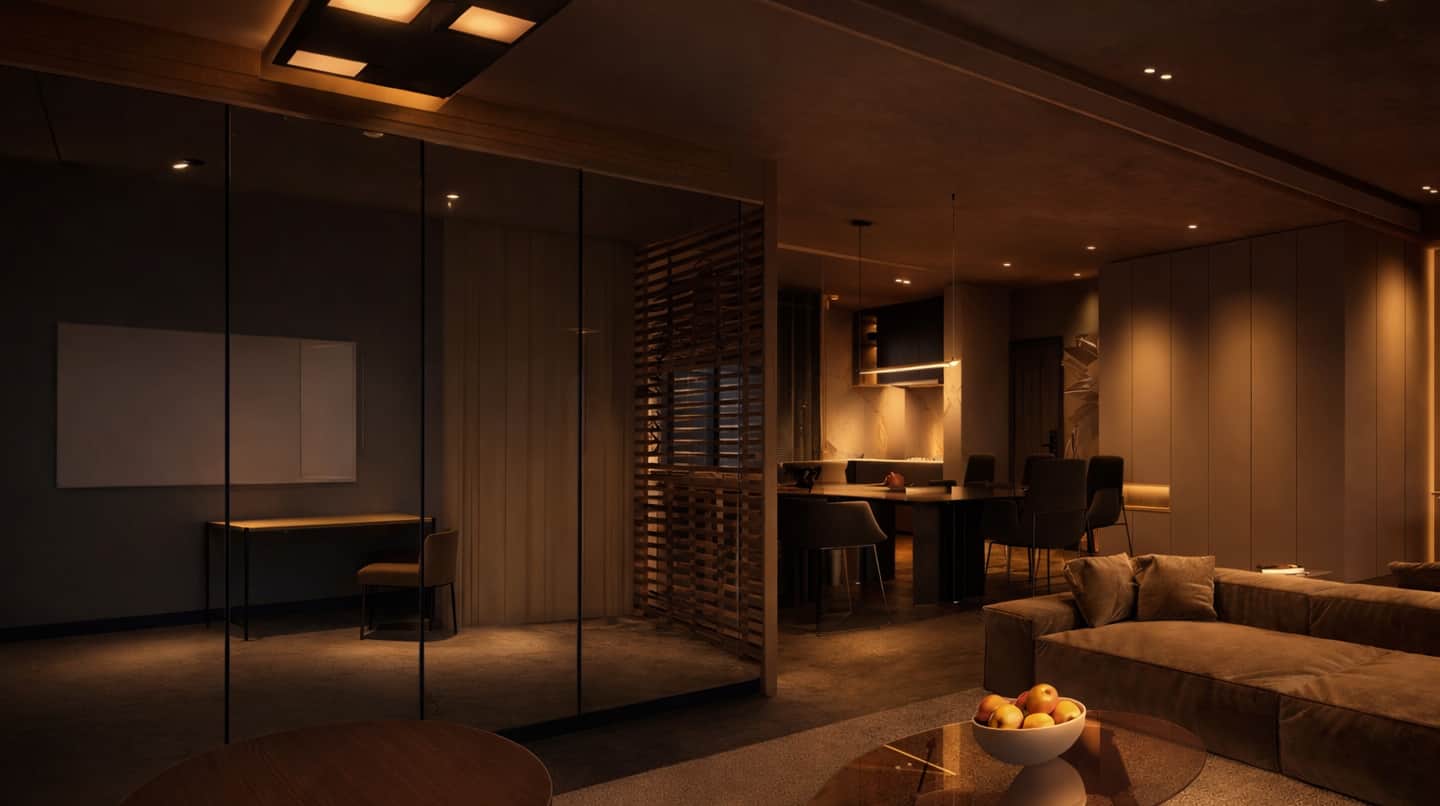 Luxury interior with warm illumination